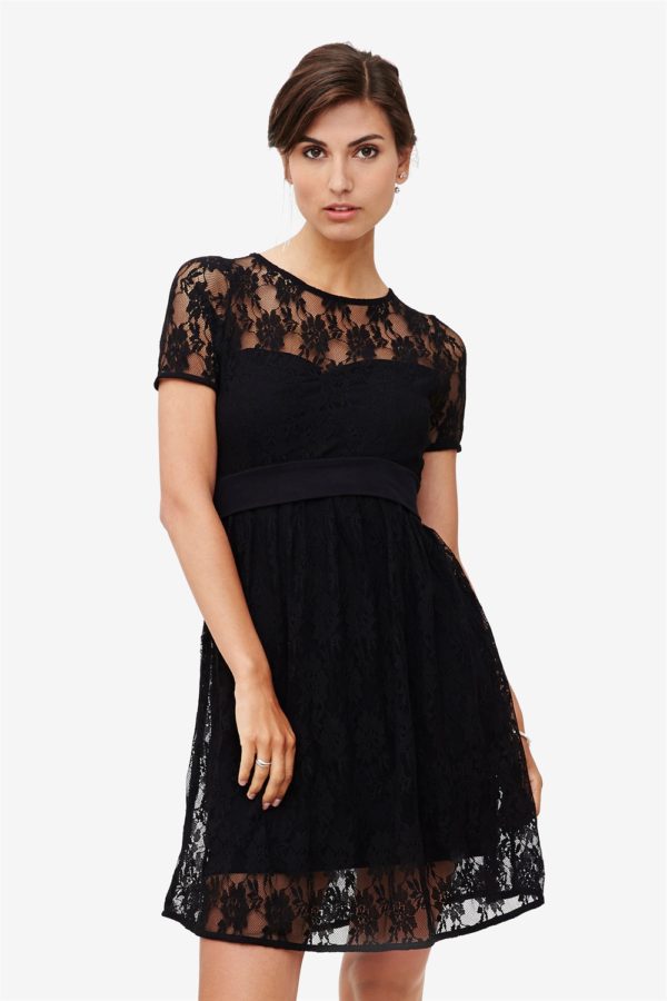 Black lace nursing dress with underdress